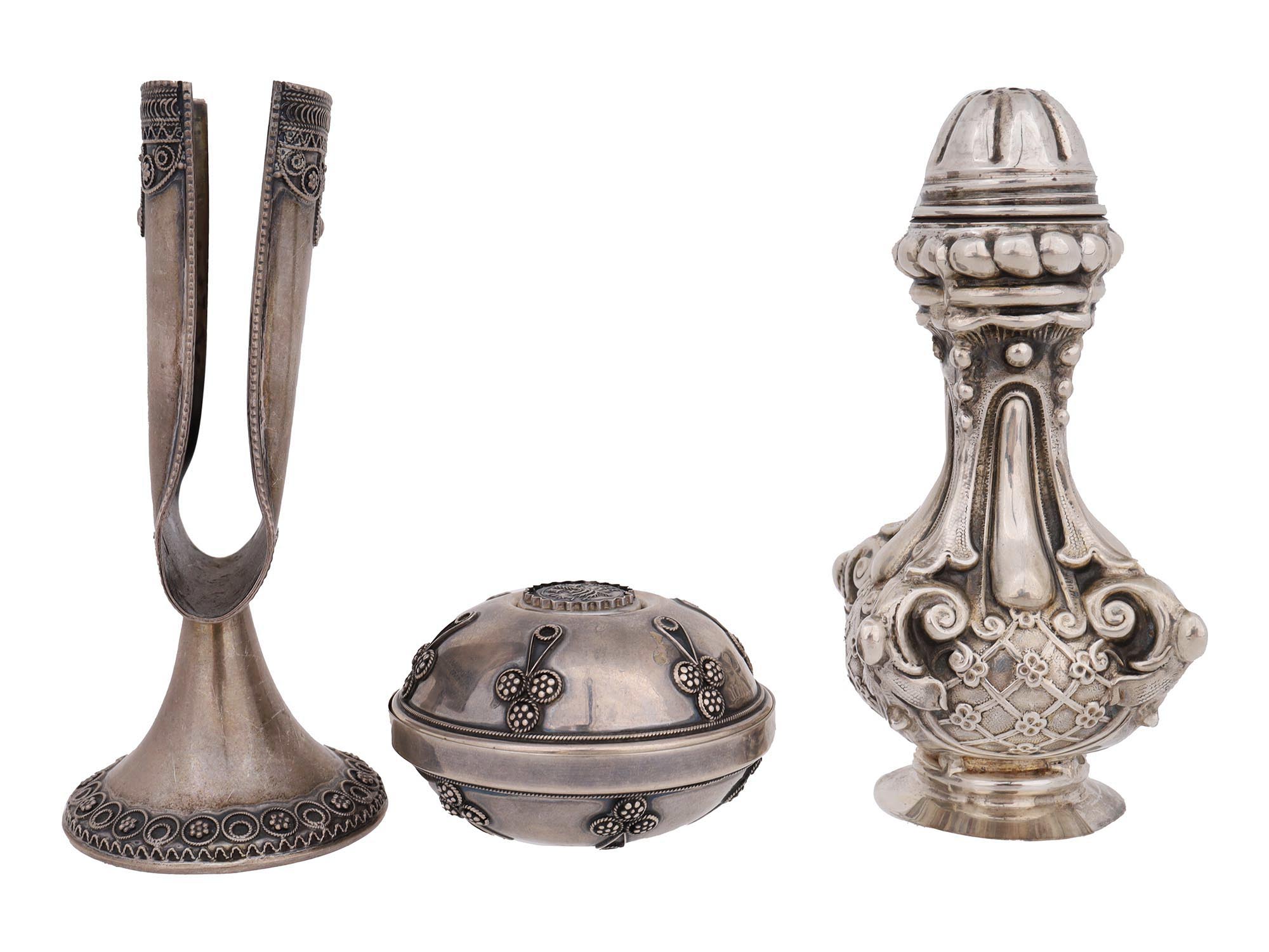 JUDAICA SILVER TABLEWARE ITEMS 3 PIECES, C. 1930S PIC-2